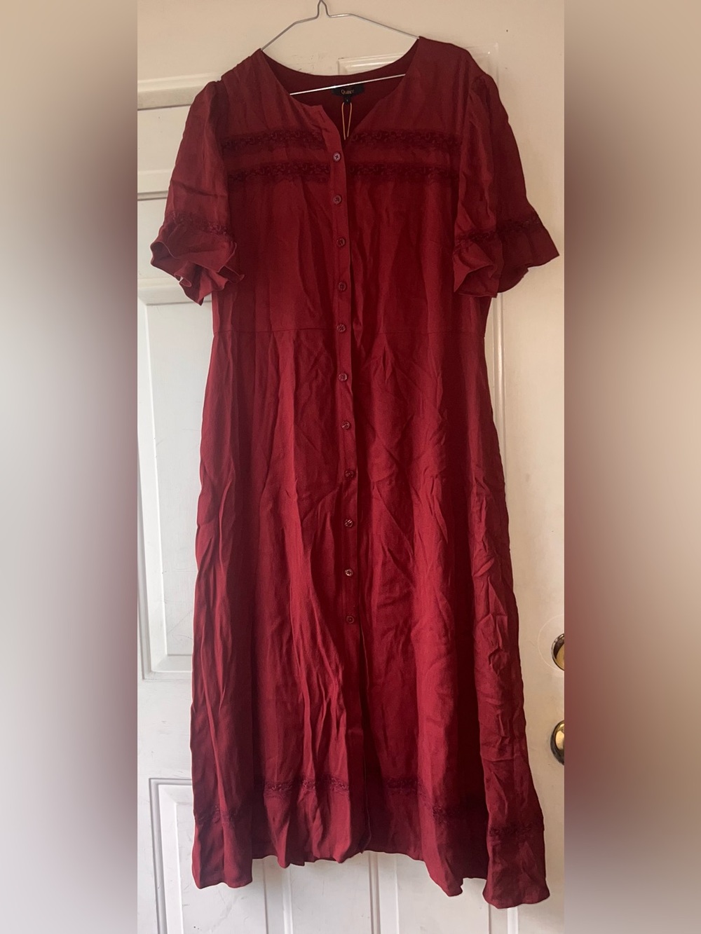 Lightweight Crepe Lace Inset Midi Dress - Picture 4 of 7
